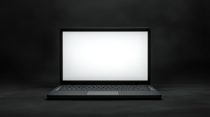 Sleek laptop mockup illuminated against a dark backdrop revealing screen
