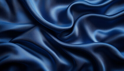 Obraz premium Luxurious navy blue satin fabric with smooth, flowing texture. Perfect for elegant designs and upscale decor