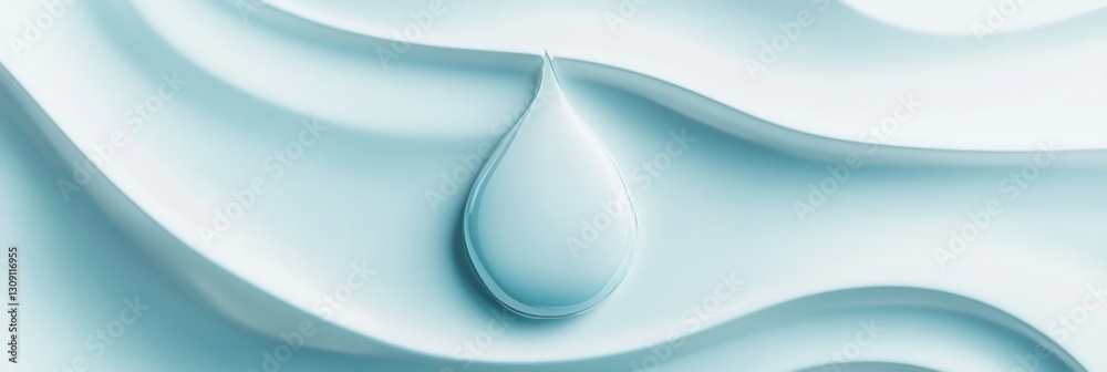 Poster milk drop minimalist logo design featuring soft blue and white tones with smooth curves, ideal for m