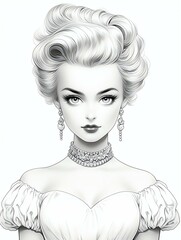 Woman with Classic 1950s Hairstyle and Makeup