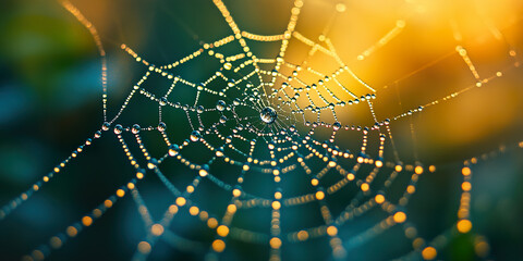 Fototapeta premiumMorning Dew Glistening on a Spider�s Web