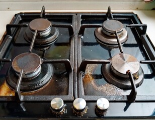 Obraz premium a gas stove with grease