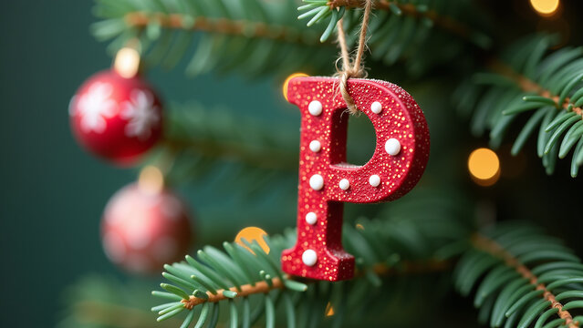 christmas tree decoration letter p alphabet kids holiday