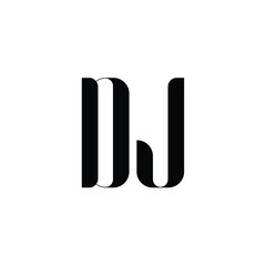 DJ monogram logo design letter text name symbol monochrome logotype alphabet character simple logo