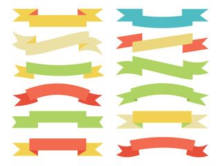 Obraz premium Colorful Ribbon Banner Vector Collection – Decorative Retro and Vintage Style.