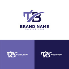  Initial monogram TB T B Logo Design with 3 Different Colors in letter Style Design