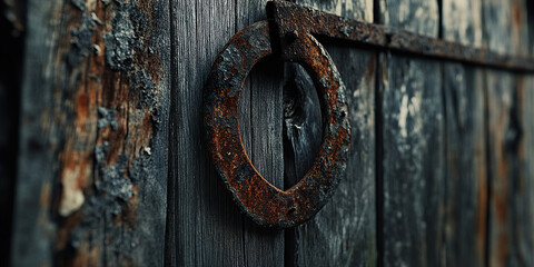 

Rusty Horseshoe on an Aged Barn Door
