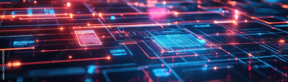 Poster futuristic background with radiant glowing lines and geometric squares creating a dynamic and engagi
