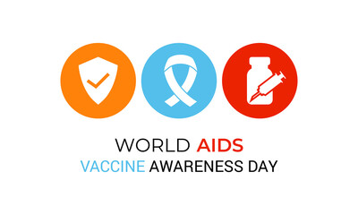 Vector illustration of World AIDS Vaccine Prevention and awareness Day is celebrated every year in may. Celebrate Aids vaccine day. Banner poster, flyer and background design template.