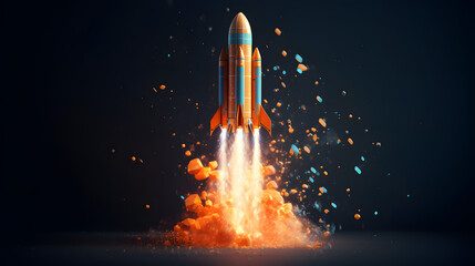 Obraz premium Rocket Launch into the Cosmos