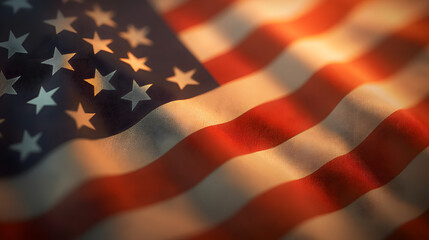 Close up of the american flag waving in the wind
