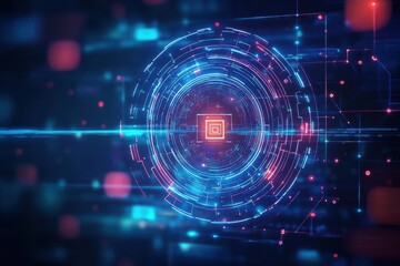 Fototapeta premium Futuristic Background Featuring Vibrant Neon Lights in a Circular Pattern Creating a Dynamic Energetic Atmosphere Perfect for Modern Design Concepts