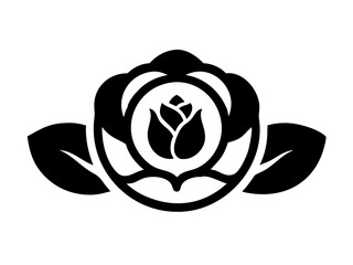 Elegant Black and White Rose Logo Design for Branding , Simple, stylized black and white rose logo, perfect for a brand needing a sophisticated, classic image.