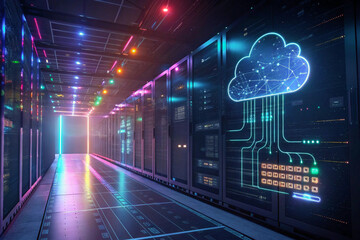 Cloud Server Room Data, Computing, Network, Futuristic, Storage