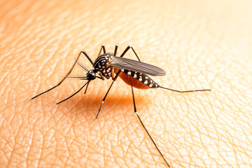 Zica virus aedes aegypti mosquito on human skin - Dengue, Chikungunya, Mayaro, Yellow fever