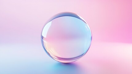 3D render of a glass sphere on a gradient background. Pink and blue colors.