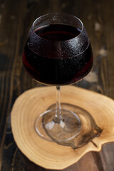 red drink in a glass glass