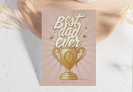 Fathers Day Cup Illustration Card