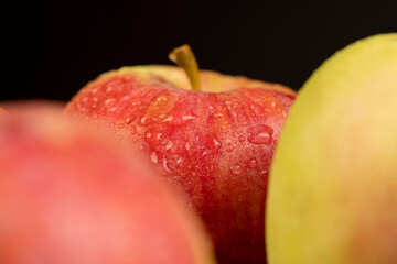 fresh crunchy apple with red and green peel