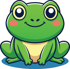 Obraz premium Cute cartoon frog. Vector illustration isolated on a white background.