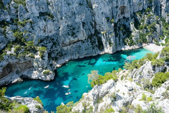 France, Macizo de Calanques, Calanques of Marseille, Mediterranean Sea, Cote d'Azur, National Park of Calanques