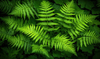 Lush Green Ferns: A Beautiful Display of Nature's Foliage and Vibrant Plant Life in a Serene Outdoor Setting