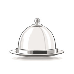 Fototapeta premium Grey kitchen tray cloche for restaurant, icon, isolated on a white background Vector illustration