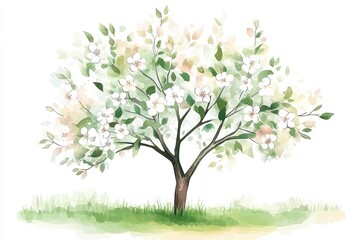 Spring Blossoming Tree Illustration