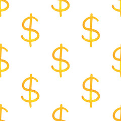 Seamless pattern with dollar currency symbol for decorative print, wrapping paper, greeting cards, wallpaper and fabric