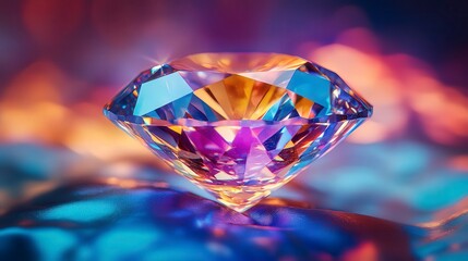 shining diamond on abstract colorful background, luxury diamond on luxury background