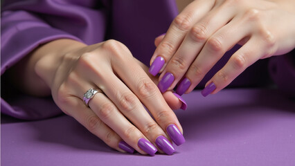 violet nails paired elegant hands sophisticated purple silver