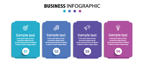 Business vector infographic template with 4 options or steps. Can be used for workflow layout, diagram, annual report, web design	
