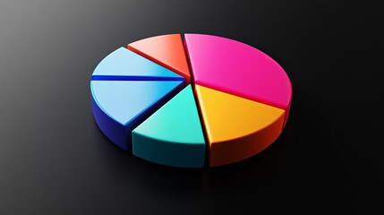 Fototapeta premium Colorful 3D Pie Chart Data Visualization Business Infographic Presentation Graphic Design Element Modern Abstract Marketing Report Statistics 