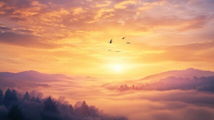 Obraz premium A Beautiful Sunrise Over a Scenic Place 