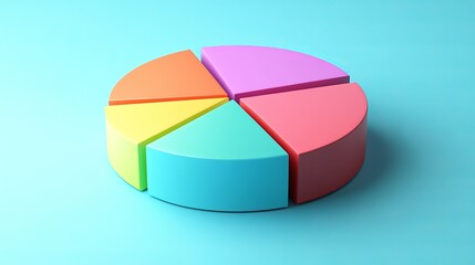 Obraz premium Colorful 3D Pie Chart Data Visualization Business Infographic Pastel Rainbow Segments Modern Marketing Presentation Template Graphic Design Element 