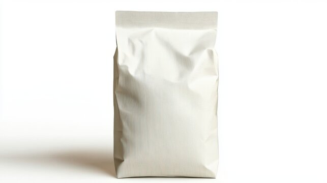 Blank white paper bag package of flour with shadow isolated on white background