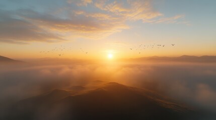 Fototapeta premium A Beautiful Sunrise Over a Scenic Place 