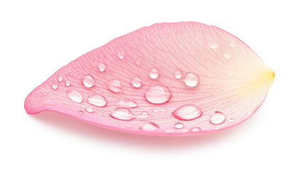 Fototapeta premium Close-up of pink rose petal with water droplets on white background