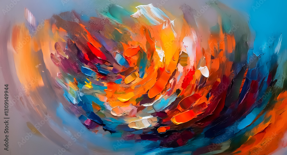 Leinwandbilder a vibrant and energetic abstract painting with swirling brushstrokes and bold colors creating a dyna