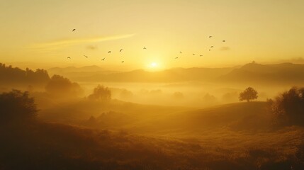 Obraz premium A Beautiful Sunrise Over a Scenic Place 