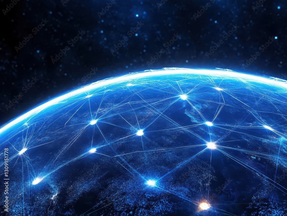 Aufkleber a global network connection over the planet earth