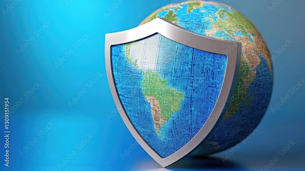 Aufkleber A globe with the shape of an open shield on it, representing global security and protection against digital burglars
