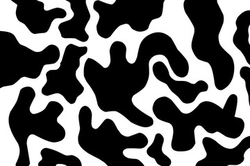 black and white abstract background. Cow print seamless pattern texture. Black and white ink splash.
