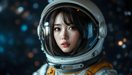 ファンタジーストーリー（宇宙服を纏った女性―果てしない無限の宇宙を巡る旅の始まり）