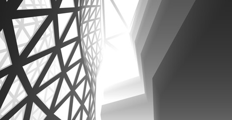 Obraz premium Futuristic Architectural Abstract – Geometric Structures and Modern Urban Design