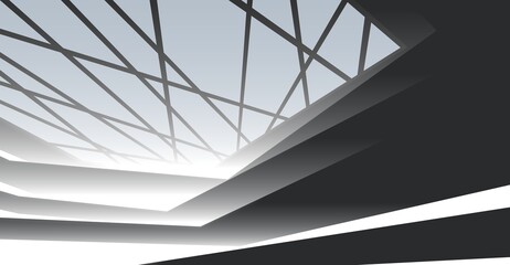 Fototapeta premium Futuristic Architectural Abstract – Geometric Structures and Modern Urban Design