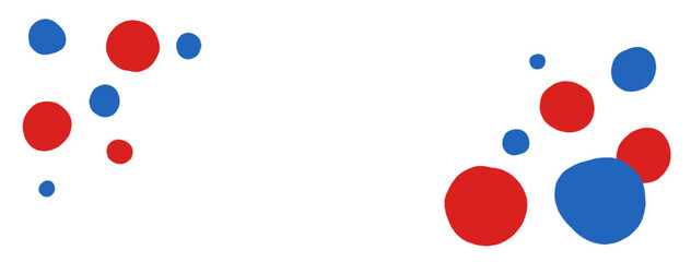 Obraz premium Image color of 2025 Osaka Expo - red and blue pop polka dot frameVector illustration Title banner Event poster material Natural and cute pop colorful design