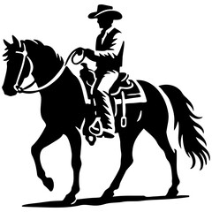 Cowboy Ride Horse Illustration.