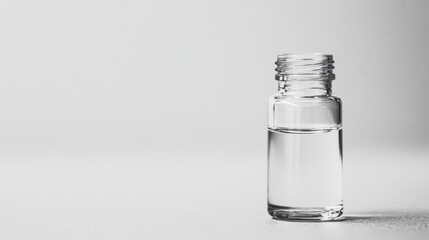 Clear glass vial with liquid on light