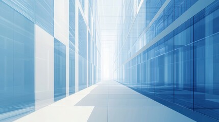 Obraz premium Blue line with white architecture futuristic background minimal concept vector illustration subtle design.